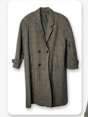 Roma Double-Breasted Gray Plaid Long Trench Coat